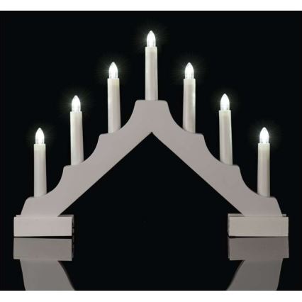 LED Christmas candlestick 7xLED/2xAA white