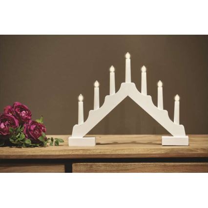 LED Christmas candlestick 7xLED/2xAA white