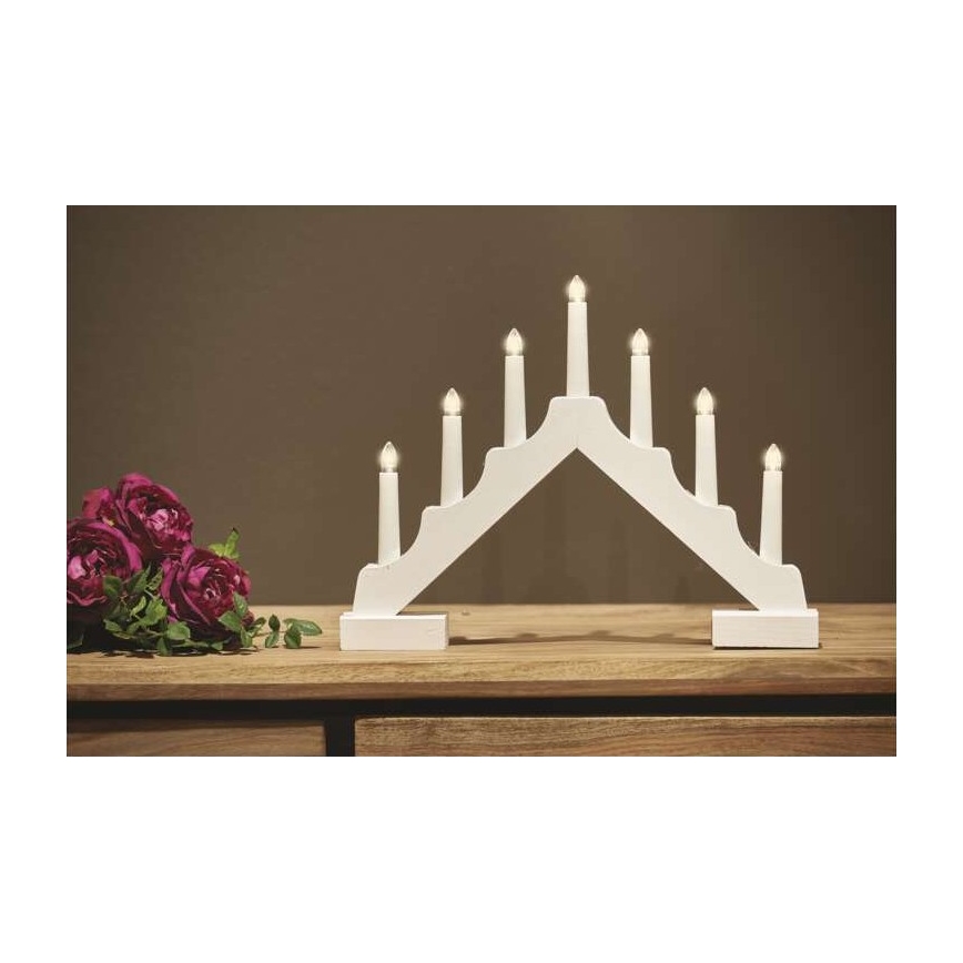 LED Christmas candlestick 7xLED/2xAA white