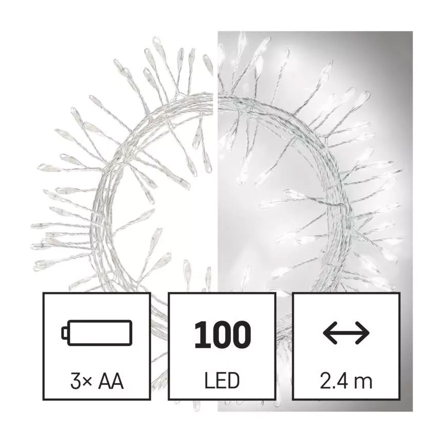 LED Christmas chain 100xLED/3xAA 2,7 m cool white