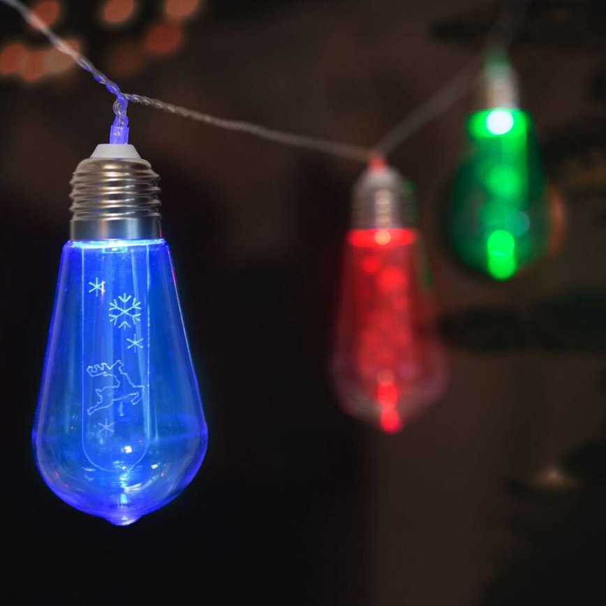 LED Christmas chain 10xLED/2xAA 2,2m multicolor