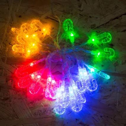 LED Christmas chain 20xLED 2,25m multicolor cane