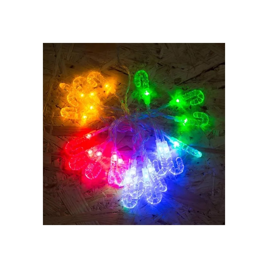 LED Christmas chain 20xLED 2,25m multicolor cane