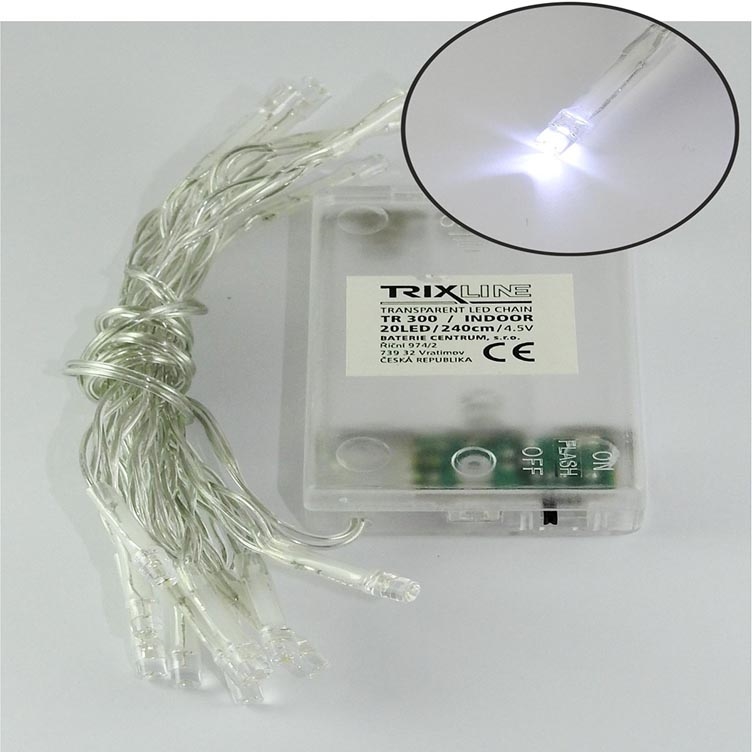 LED Christmas chain 20xLED/2 functions 2,4m cool white