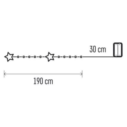 LED Christmas chain 20xLED/2xAA 2,2 m warm white
