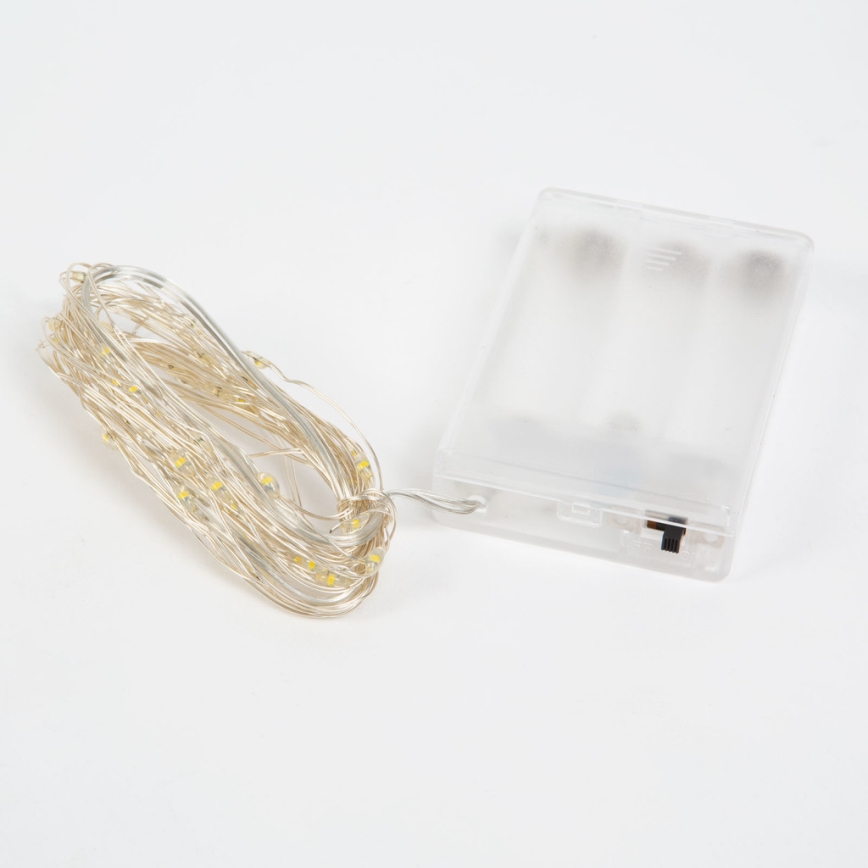 LED Christmas chain 50xLED/3xAA 5,25m warm white