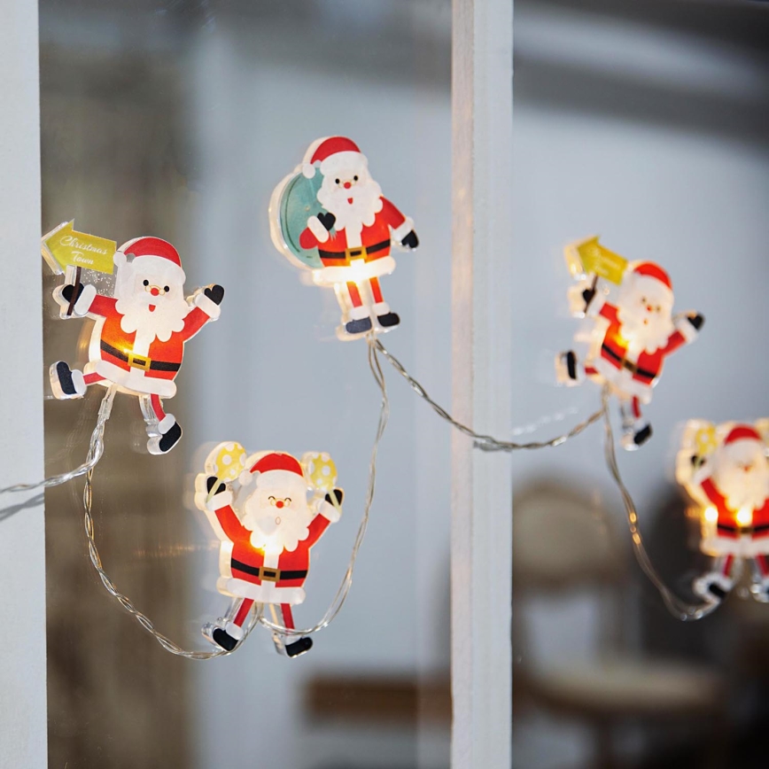 LED Christmas chain with suction cups 6xLED/2xAA 1,2m warm white Santa