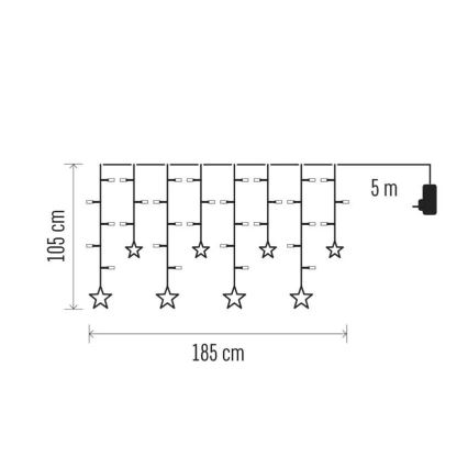 LED Christmas curtain 115 LEDs / 1.35 W 6.85 x 1.05 m warm white