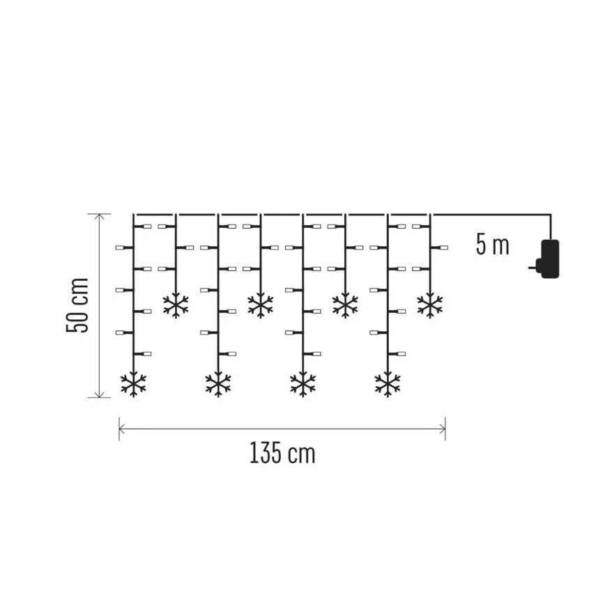LED Christmas Curtain 60xLED/1,35W 635x50 cm Cool White