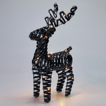 LED Christmas decoration 30xLED/3xAA 37 cm warm white reindeer/black