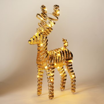LED Christmas decoration 30xLED/3xAA 37 cm warm white reindeer/gold