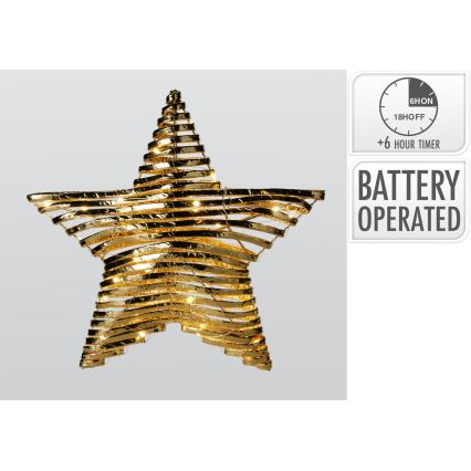 LED Christmas decoration 30xLED/3xAA 40 cm warm white star/gold