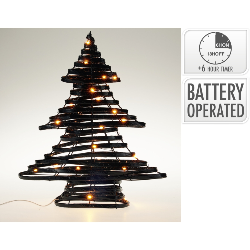 LED Christmas decoration 30xLED/3xAA 40 cm warm white tree/black