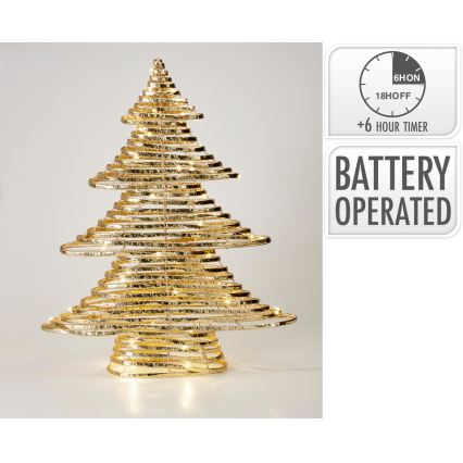 LED Christmas decoration 60 LEDs/3xAA 60 cm warm white tree/gold