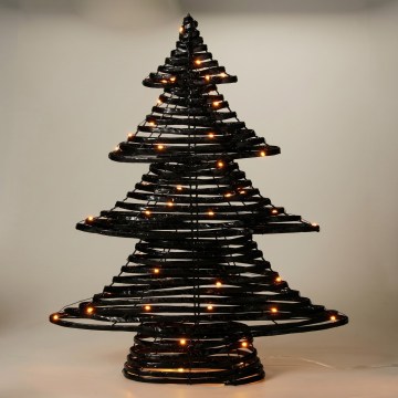 LED Christmas Decoration 60 LEDs / 3×AA, 60 cm, Warm White, Tree / Black