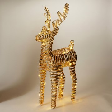 LED Christmas decoration 60xLED/3xAA 60 cm warm white reindeer/gold