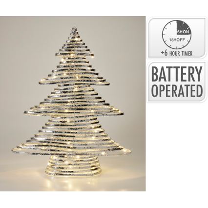 LED Christmas decoration 60xLED/3xAA 60 cm warm white tree/silver