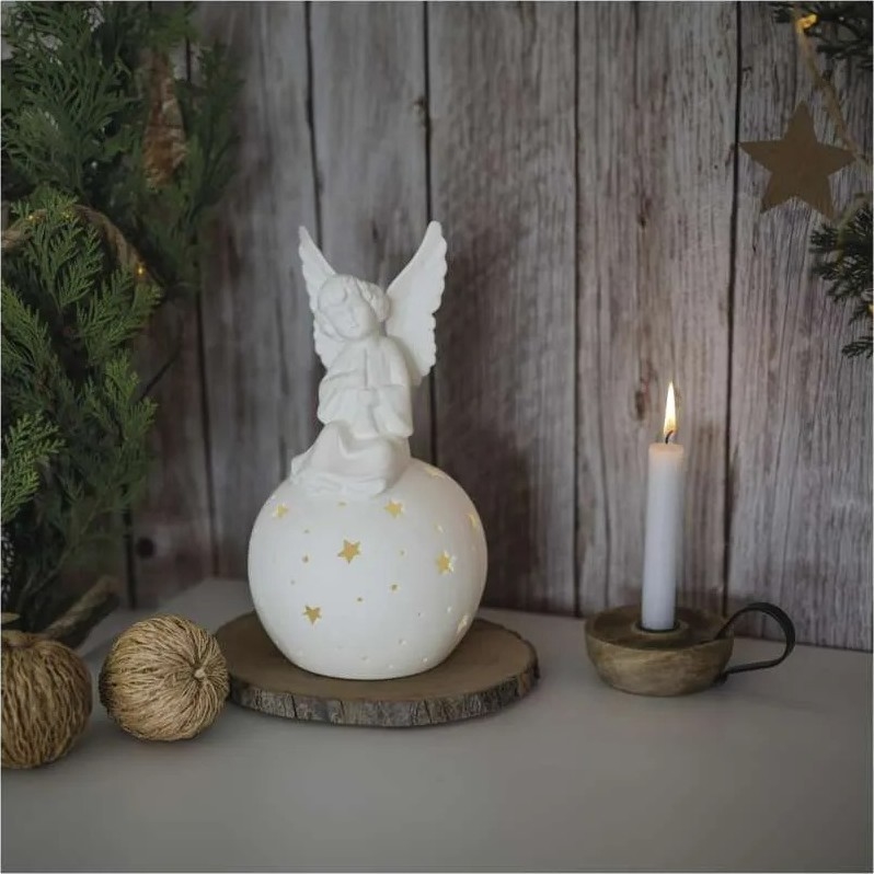 LED Christmas decoration LED/0.4W/2xAA ceramic angel