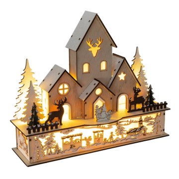 LED Christmas decoration LED/2xAA village wood