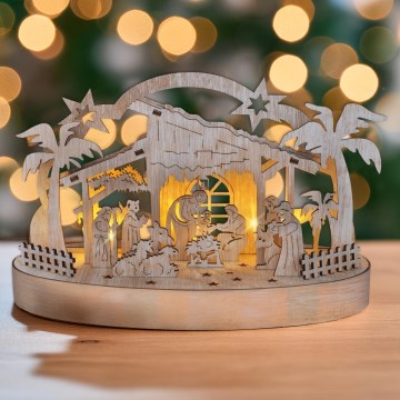 LED Christmas decoration LED/2xAA/warm white nativity scene