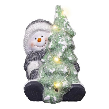 LED Christmas decoration LED/2xLR44/warm white snowman with a tree