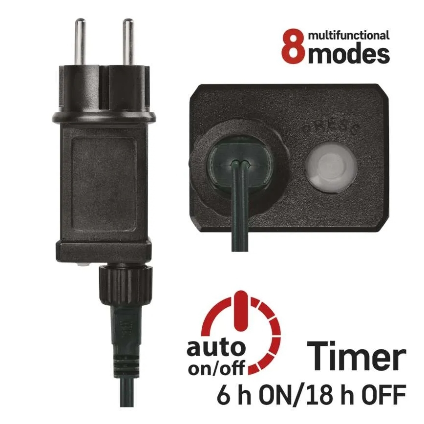 LED Christmas Light Chain 300 LEDs/230V/8 functions 35m IP44 warm white