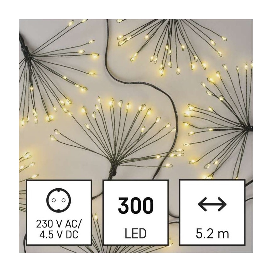 LED Christmas Lights 300 LEDs, 5.2+3 m, Warm White