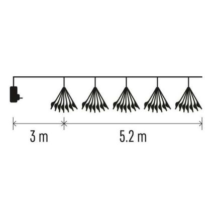 LED Christmas Lights 300 LEDs, 5.2+3 m, Warm White