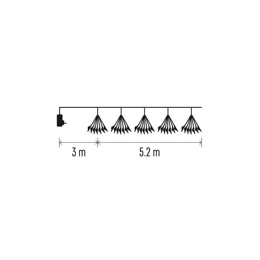 LED Christmas Lights 300 LEDs, 5.2+3 m, Warm White