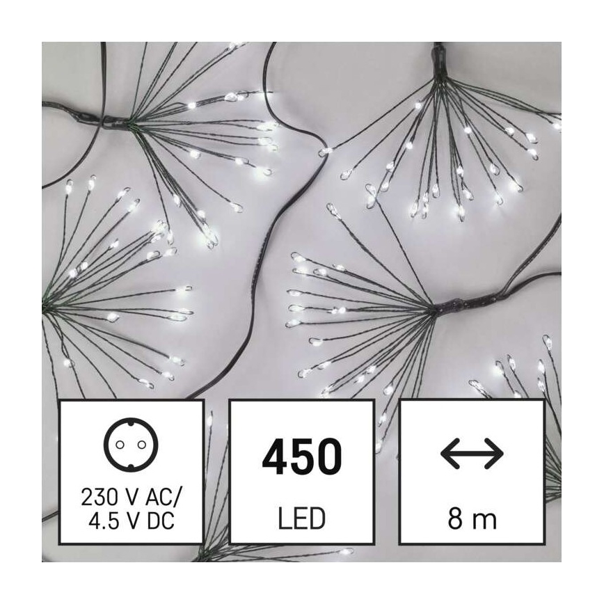 LED Christmas lights 450xLED 8+3 m cold white