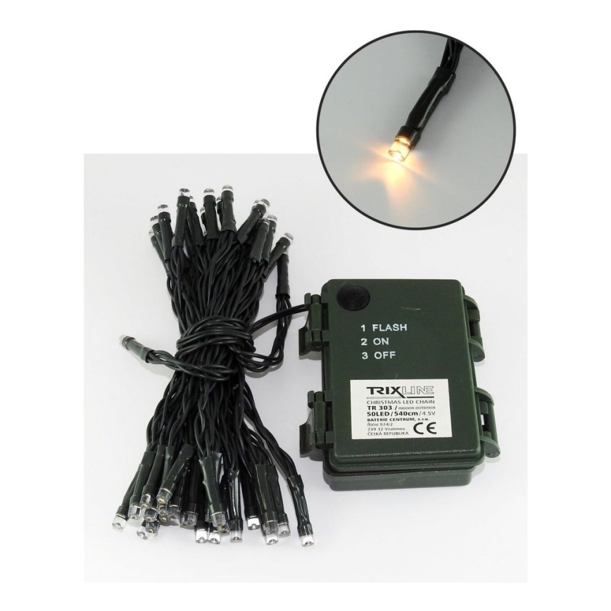 LED Christmas outdoor chain 100xLED/2 functions/3xAA 10,8m IP44 warm white