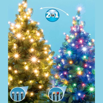 LED Christmas outdoor chain 100xLED/5 functions 10m IP44 warm white/multicolor
