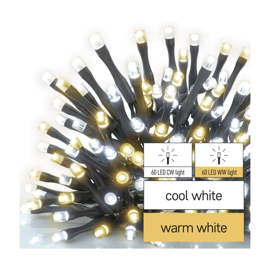 LED Christmas outdoor chain 120xLED/17m IP44 warm/cool white