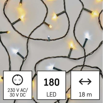 LED Christmas outdoor chain 180xLED/2 functions 23m IP44 warm/cool white