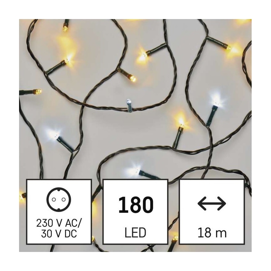 LED Christmas outdoor chain 180xLED/2 functions 23m IP44 warm/cool white