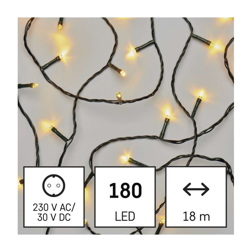 LED Christmas outdoor chain 180xLED/8 modes 23m IP44 warm white