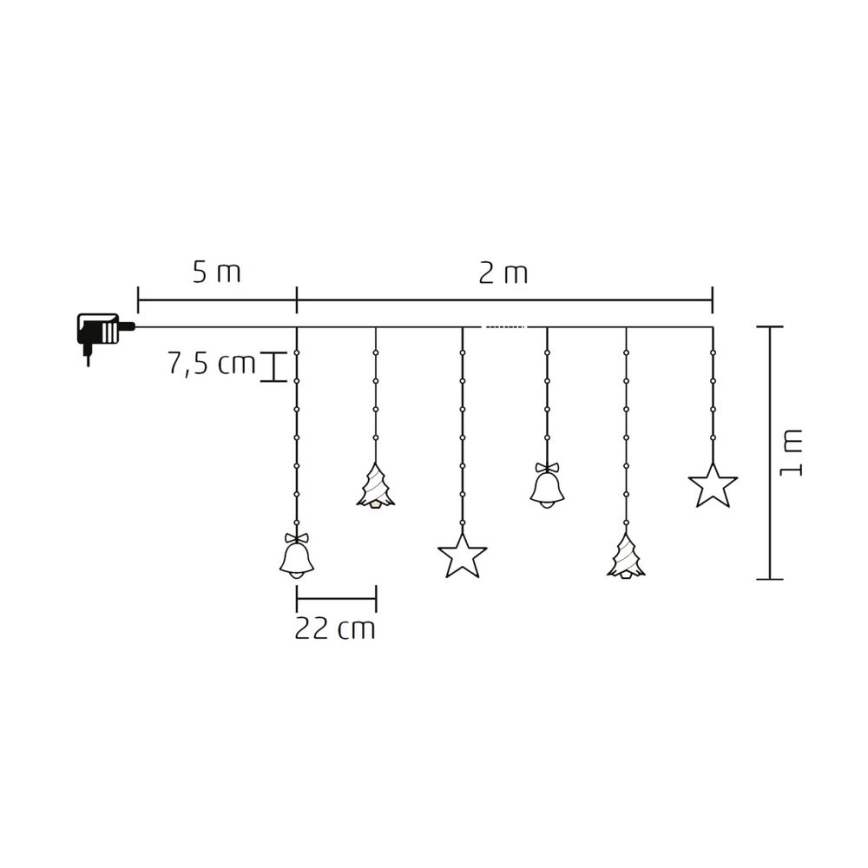 LED Christmas outdoor chain 186xLED 7m IP44 cool white