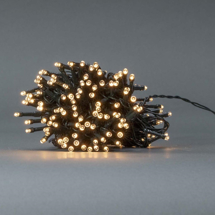 LED Christmas outdoor chain 192xLED/7 functions/3xAA 14,9m IP44 warm white