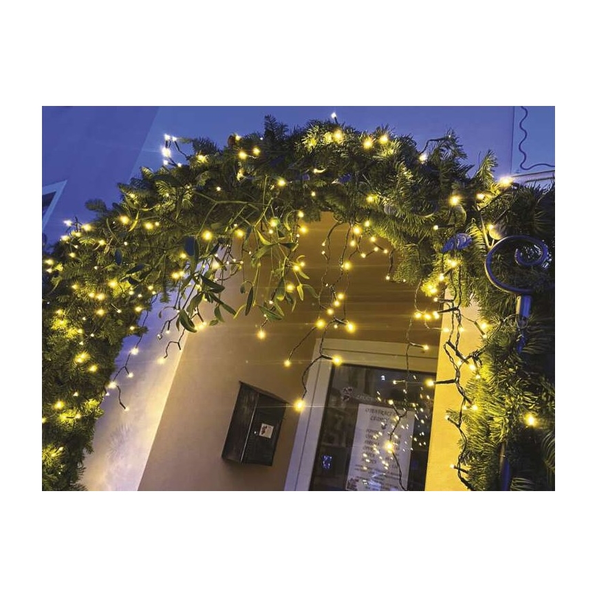 LED Christmas outdoor chain 200xLED/8 modes 8,6m IP44 warm white