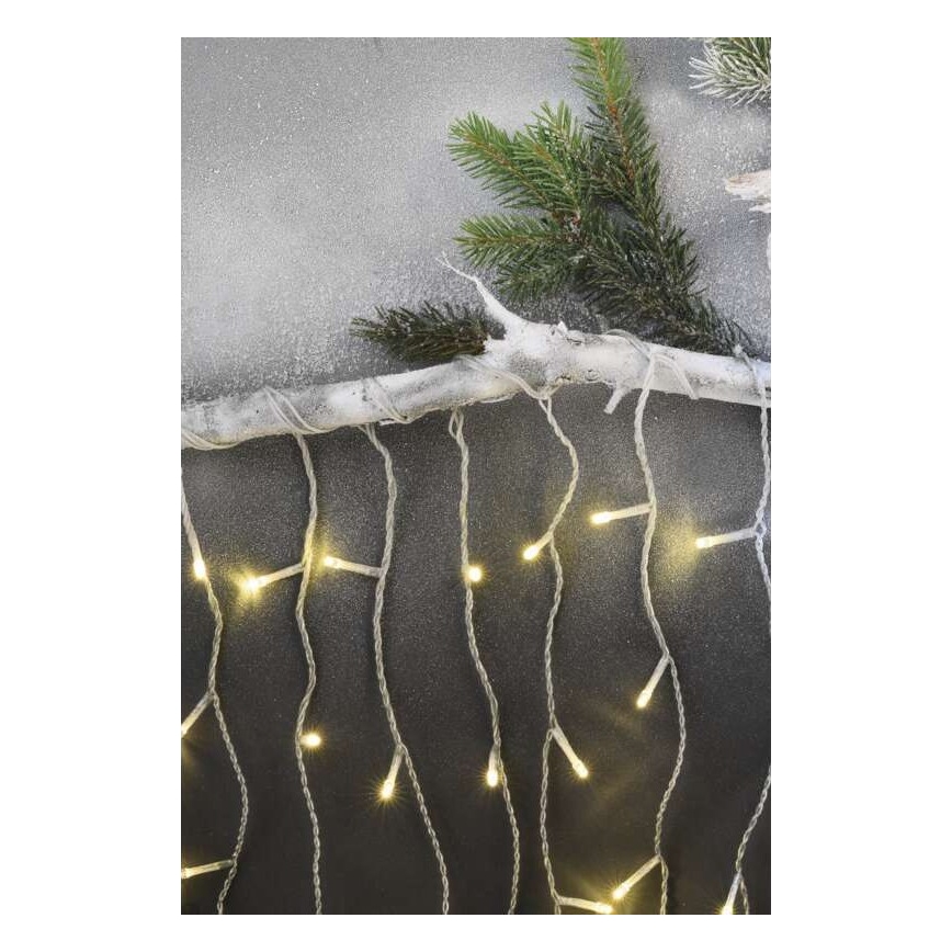 LED Christmas outdoor chain 300xLED/8 modes 10m IP44 warm white + remote control