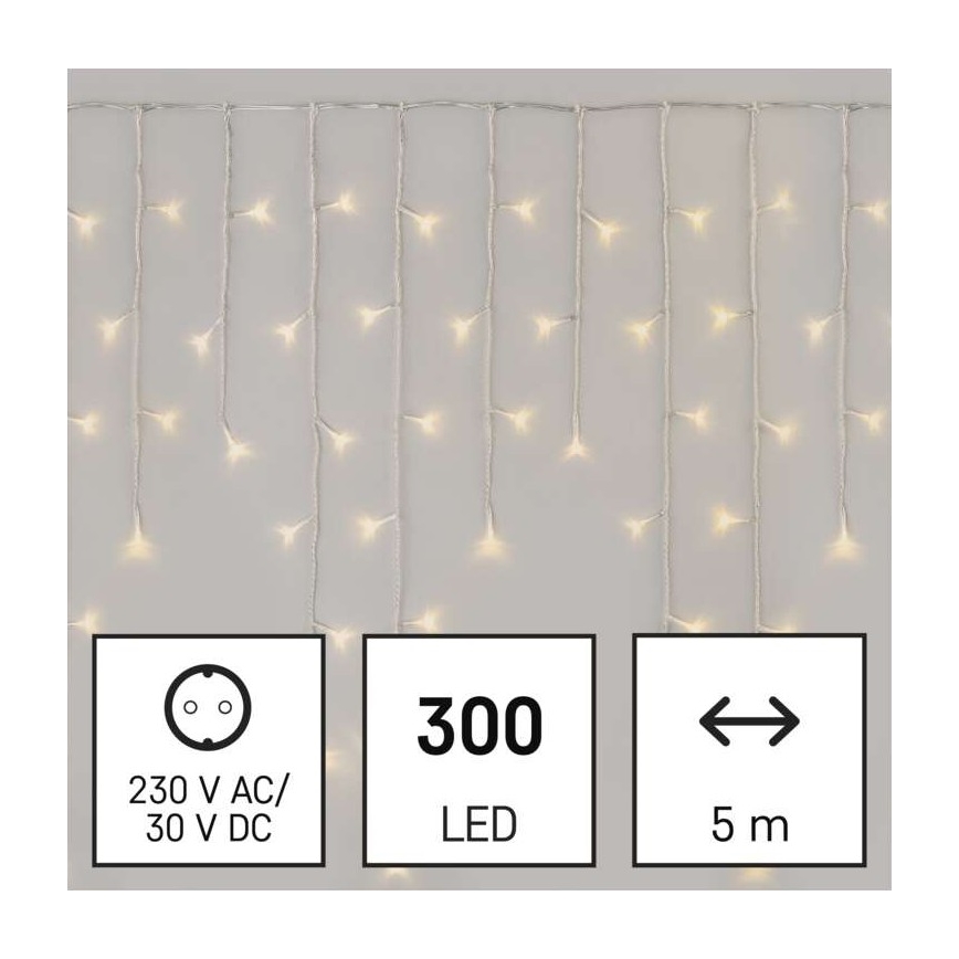 LED Christmas outdoor chain 300xLED/8 modes 10m IP44 warm white + remote control