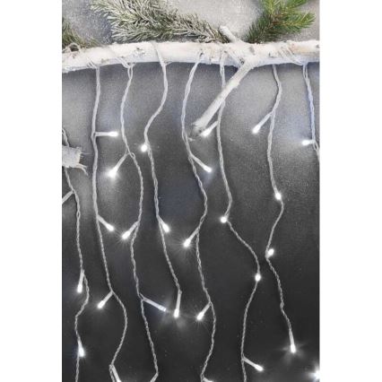 LED Christmas outdoor chain 300xLED/8 modes10m IP44 cool white + remote control