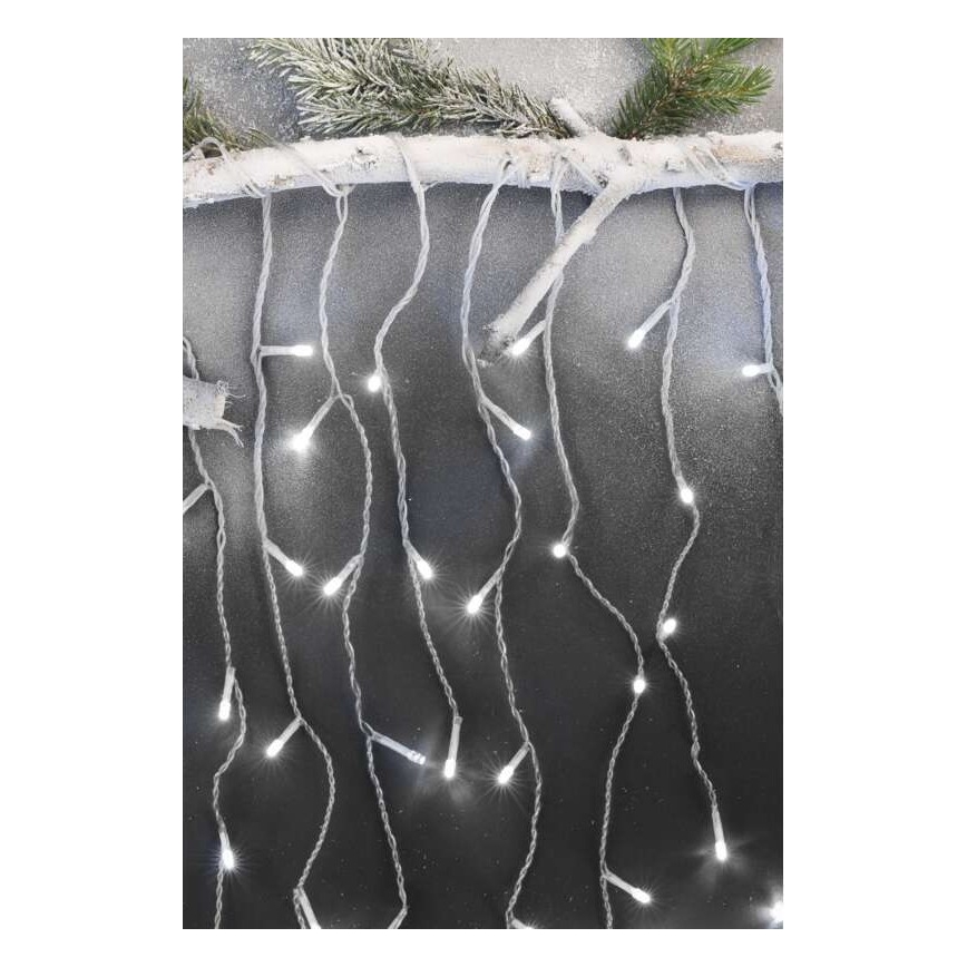 LED Christmas outdoor chain 300xLED/8 modes10m IP44 cool white + remote control