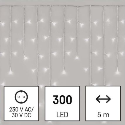 LED Christmas outdoor chain 300xLED/8 modes10m IP44 cool white + remote control