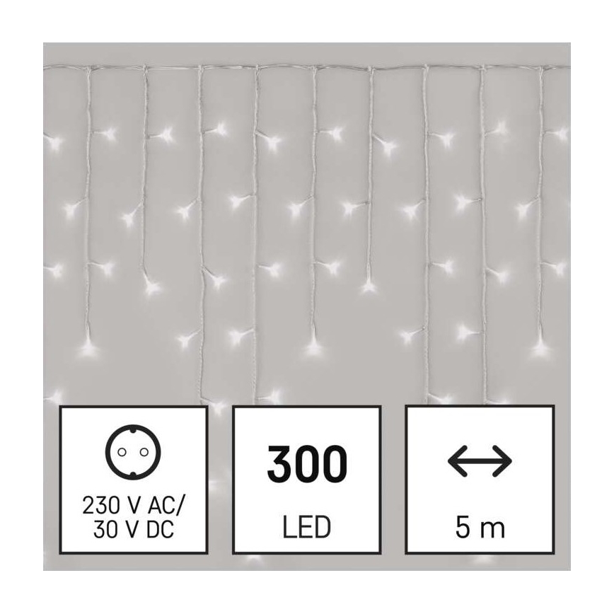 LED Christmas outdoor chain 300xLED/8 modes10m IP44 cool white + remote control