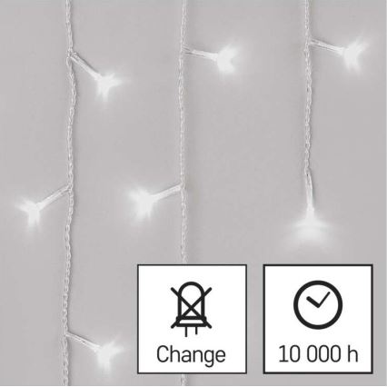 LED Christmas outdoor chain 300xLED/8 modes10m IP44 cool white + remote control