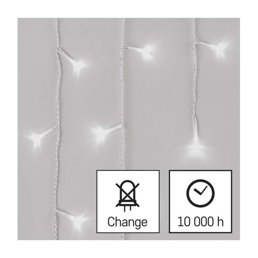 LED Christmas outdoor chain 300xLED/8 modes10m IP44 cool white + remote control