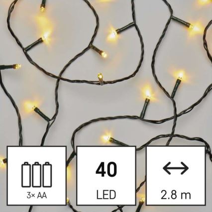 LED Christmas outdoor chain 40xLED/3,3m IP44 warm white