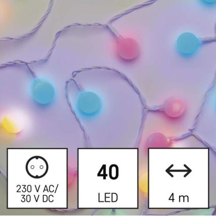 LED Christmas outdoor chain 40xLED/9m IP44 multicolor