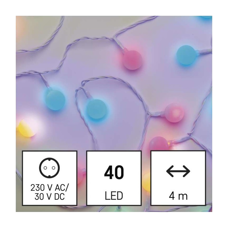 LED Christmas outdoor chain 40xLED/9m IP44 multicolor